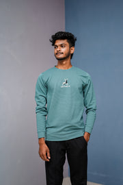 Full Sleeve Round Neck Printed Tshirt - LUCKY TO MEET YOU-Ramar Green-T-Shirt-7 Man